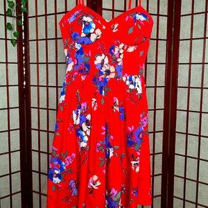 FLORAL RED FLOWER SUMMER DRESS